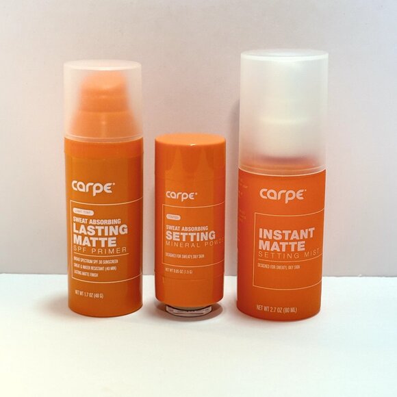 CARPE 3 Pc Set All Day Matte Collection Sweat Absorbing Paraben Free Vegan NEW - Picture 2 of 16